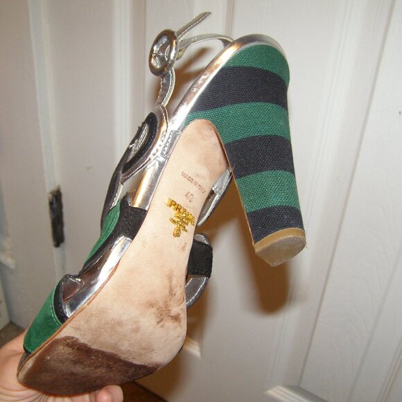 RARE size 40 PRADA Silver and Green shoes - Picture 11 of 13